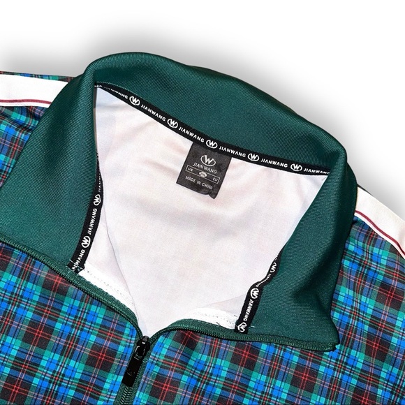 Jian Wang Track Jacket Men’s XXL Plaid Bomber Jacket - Picture 3 of 8
